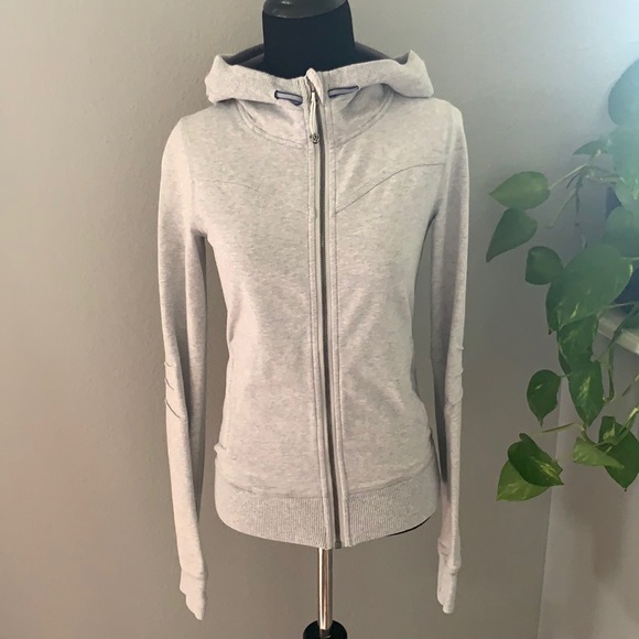 lululemon athletica Tops - Lululemon Light Gray French Terry Hoodie Size 2
